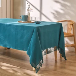 Plaid of sprei, effen katoen met artisanaal weefsel