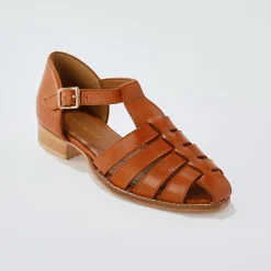 Platte, leren sandalen
