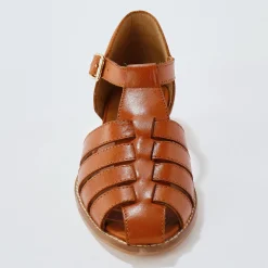 Platte, leren sandalen
