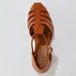 Platte, leren sandalen