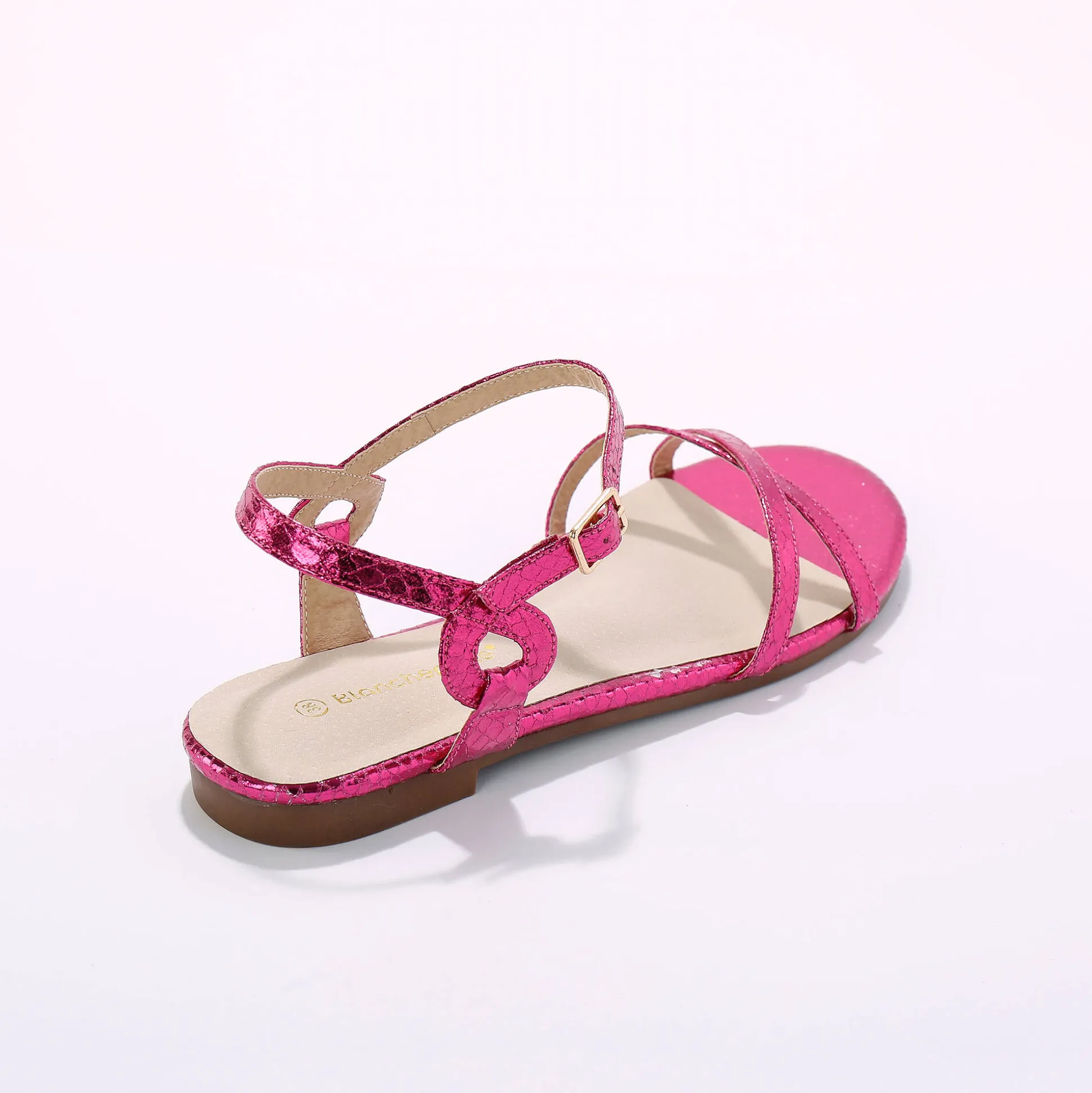 Platte metallic sandalen