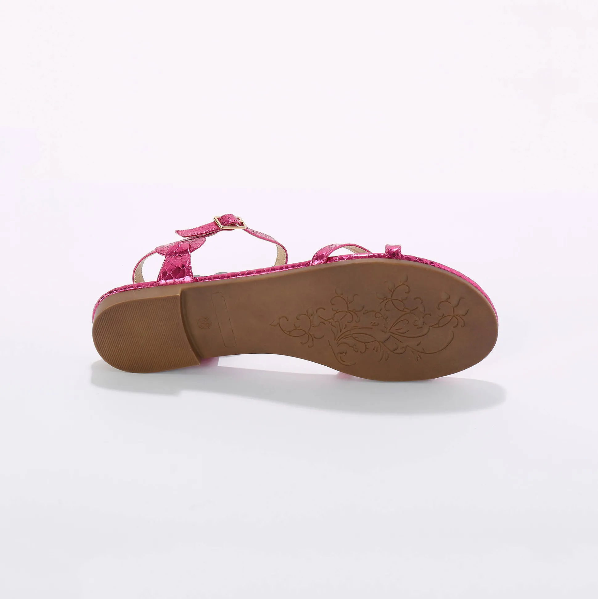 Platte metallic sandalen