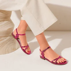 Platte metallic sandalen