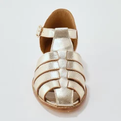 Platte sandalen in goudkleurig leer