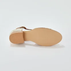 Platte sandalen in goudkleurig leer