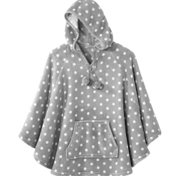 Poncho in fleece met pluchetouch en kap