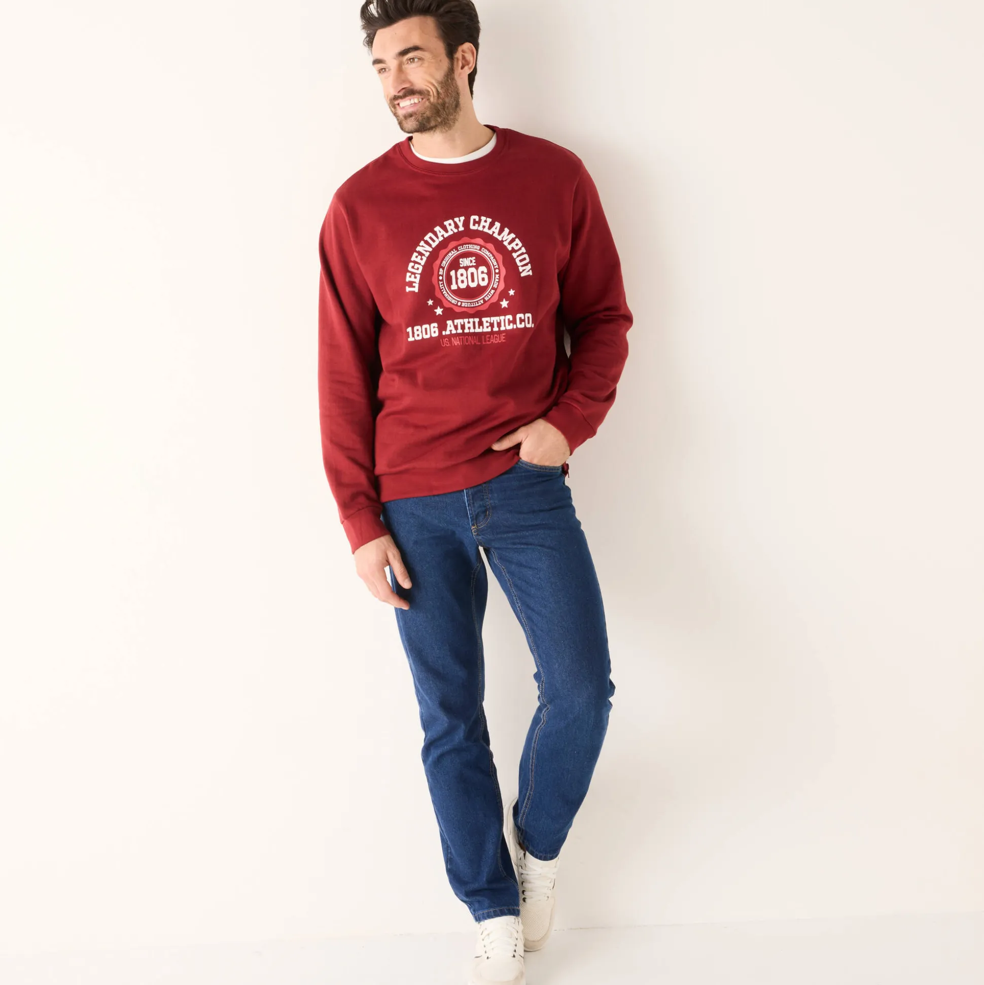 Praktische sweater met ronde hals, met ritsen opzij