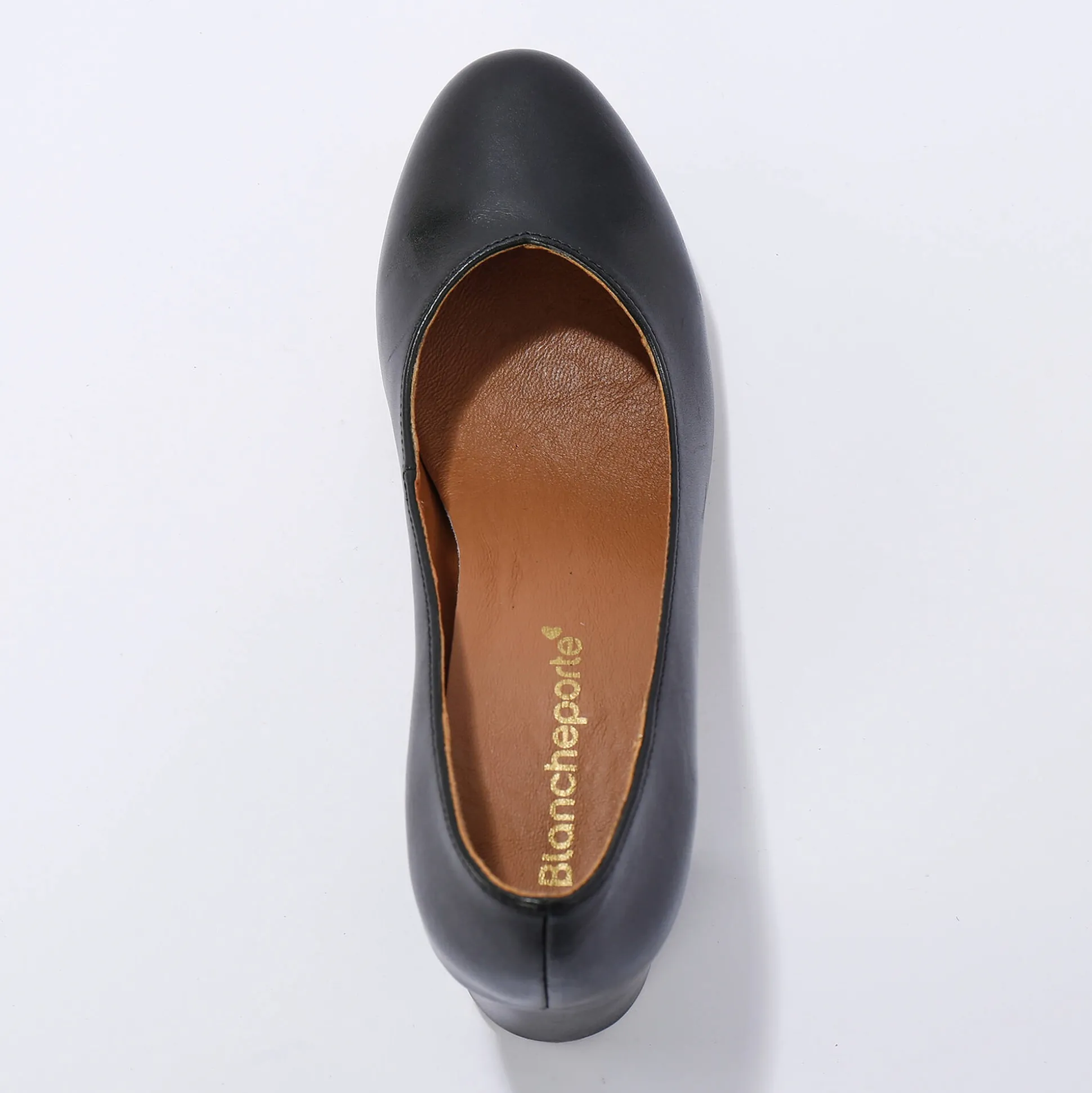 Pumps in glad leer met ronde neus