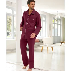 Pyjama in effen popeline van polyester/katoen