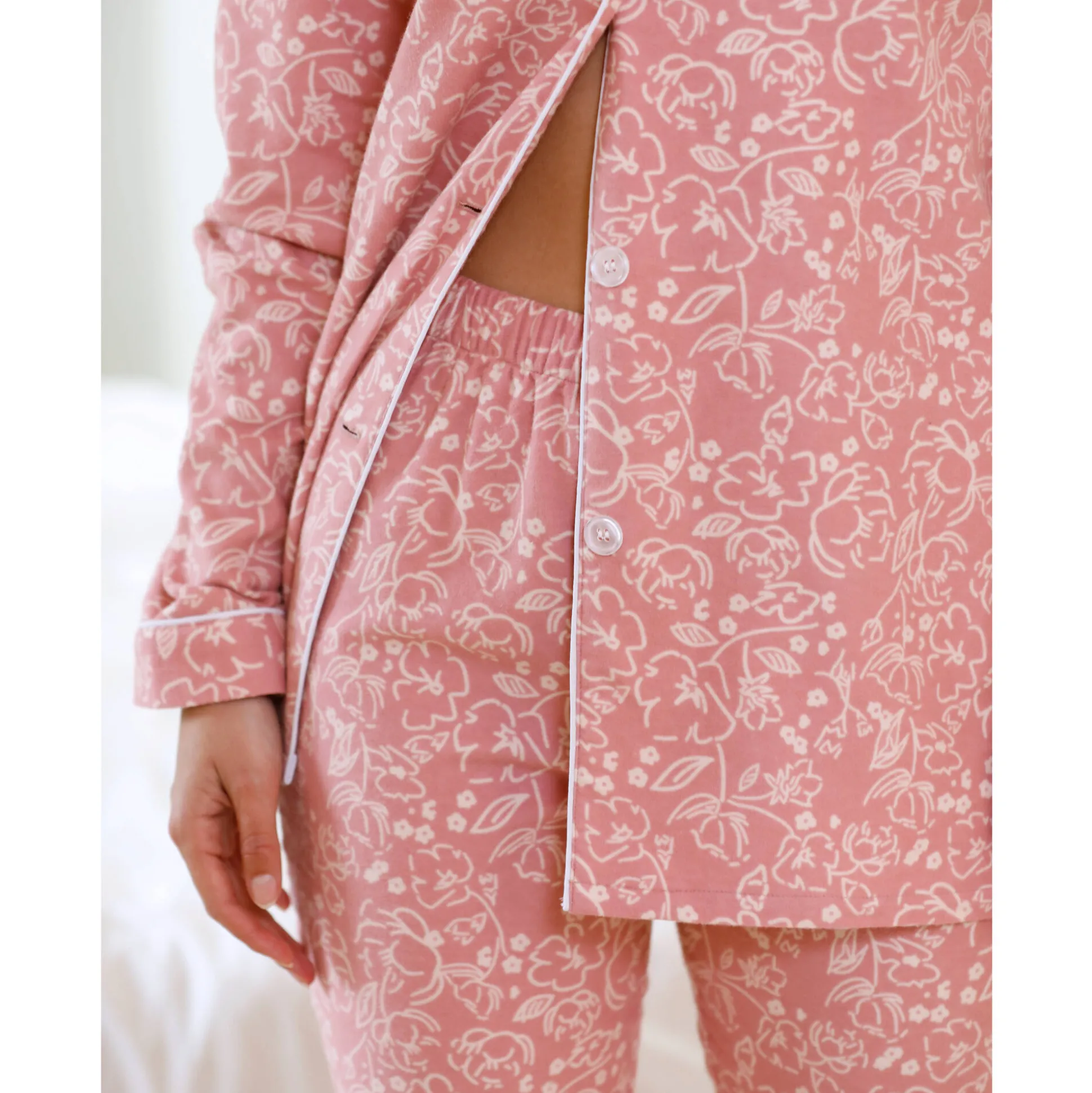 Pyjama in flanel met bloemenprint