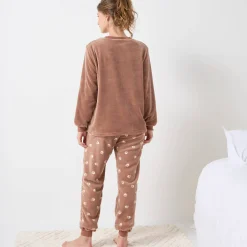 Pyjama in fleece 'ijsbeer' motief, lange mouwen