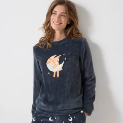 Pyjama in fleece met 'hertenkalf' print, lange mouwen + bijpassend masker