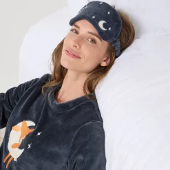 Pyjama in fleece met 'hertenkalf' print, lange mouwen + bijpassend masker