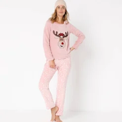 Pyjama in fleece met lange mouwen met 'rendier' motief
