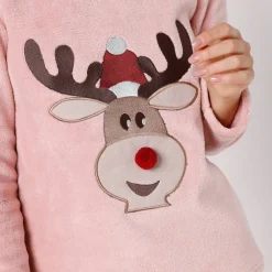 Pyjama in fleece met lange mouwen met 'rendier' motief