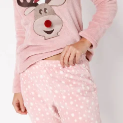 Pyjama in fleece met lange mouwen met 'rendier' motief