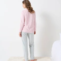 Pyjama in fleece met 'pinguïn' motief, lange mouwen
