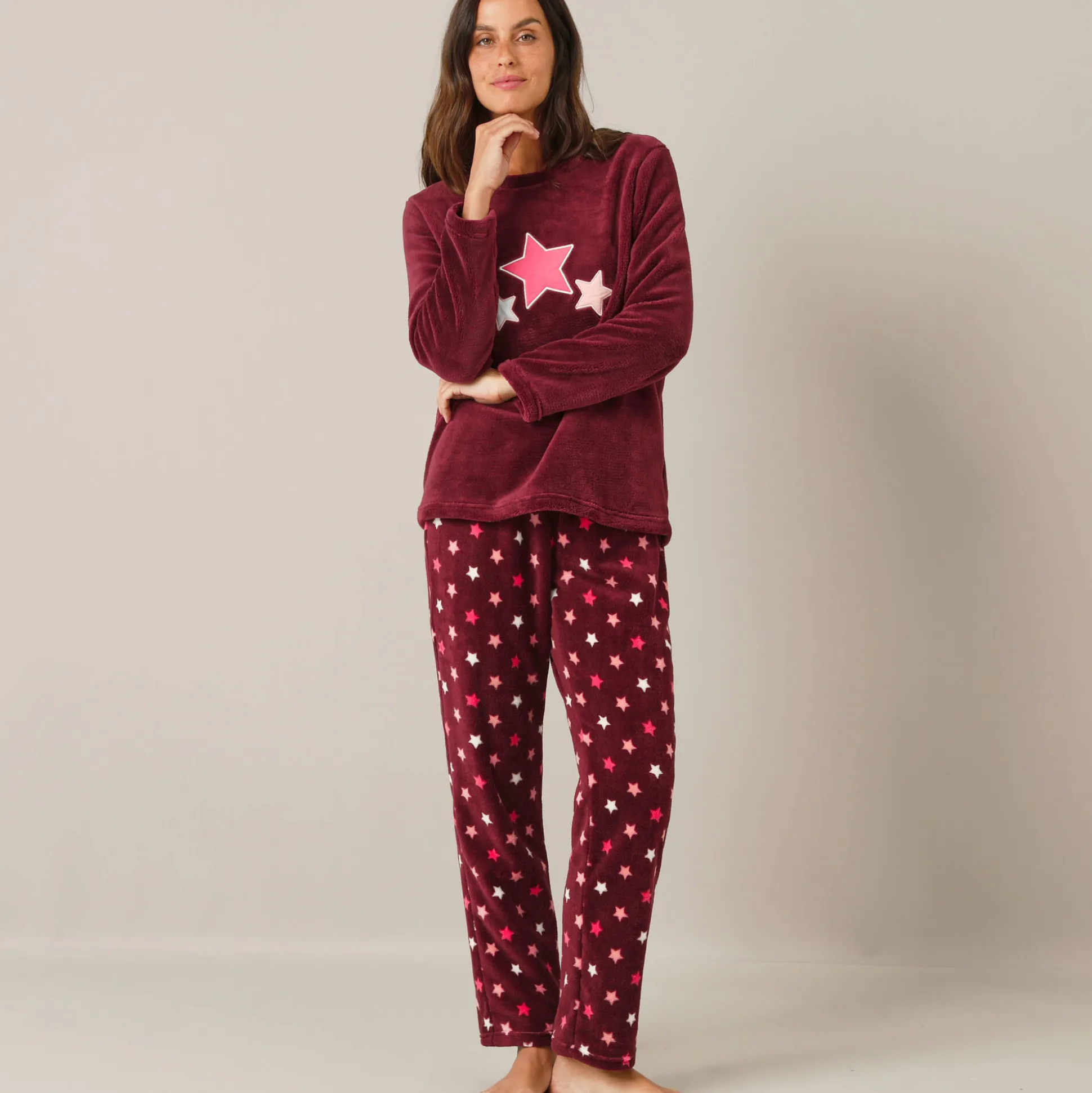 Pyjama in fleece met pluchetouch