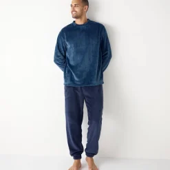 Pyjama in fleecetricot met textuur, pluchen touch