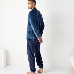 Pyjama in fleecetricot met textuur, pluchen touch