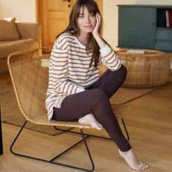 Pyjama in gestreept molton met legging