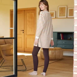 Pyjama in gestreept molton met legging