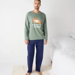 Pyjama in katoen met opdruk, lange mouwen