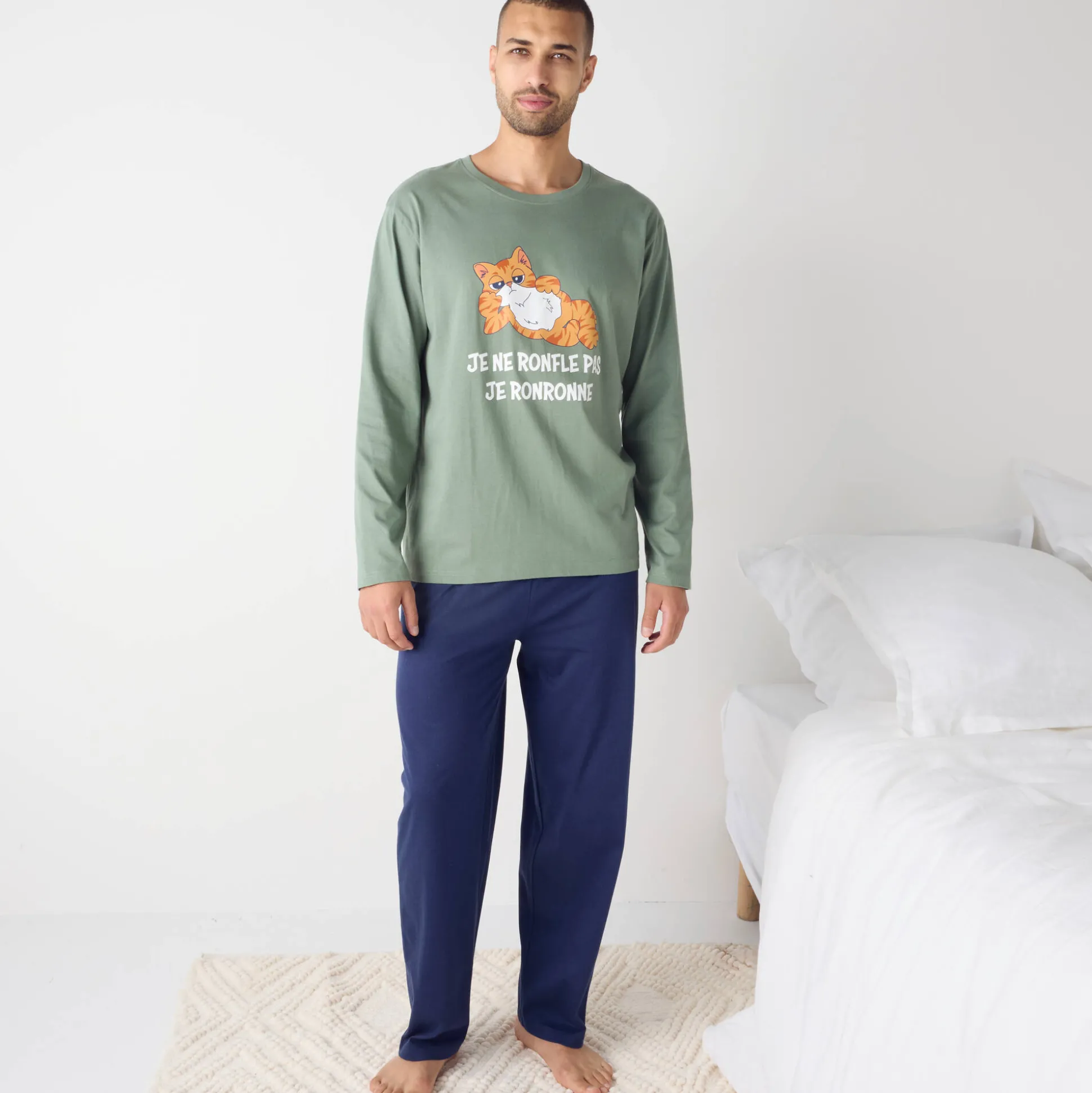 Pyjama in katoen met opdruk, lange mouwen