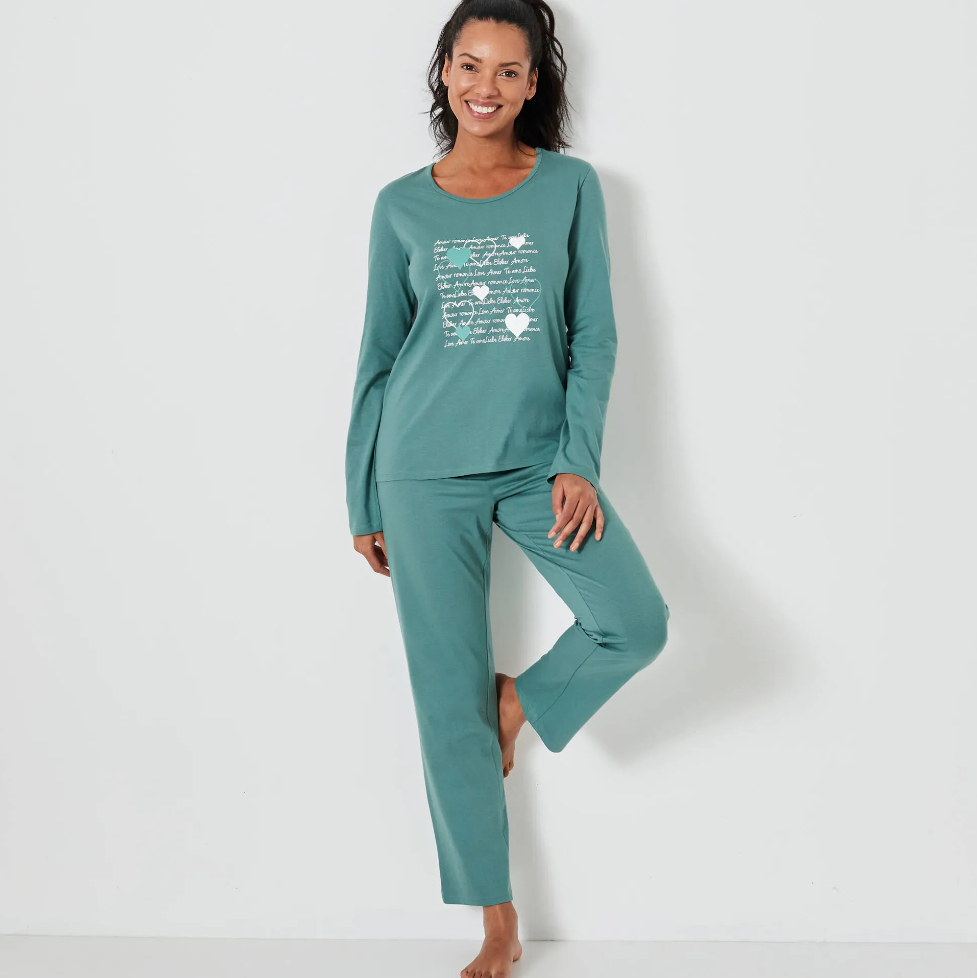 Pyjama met hartjesprint