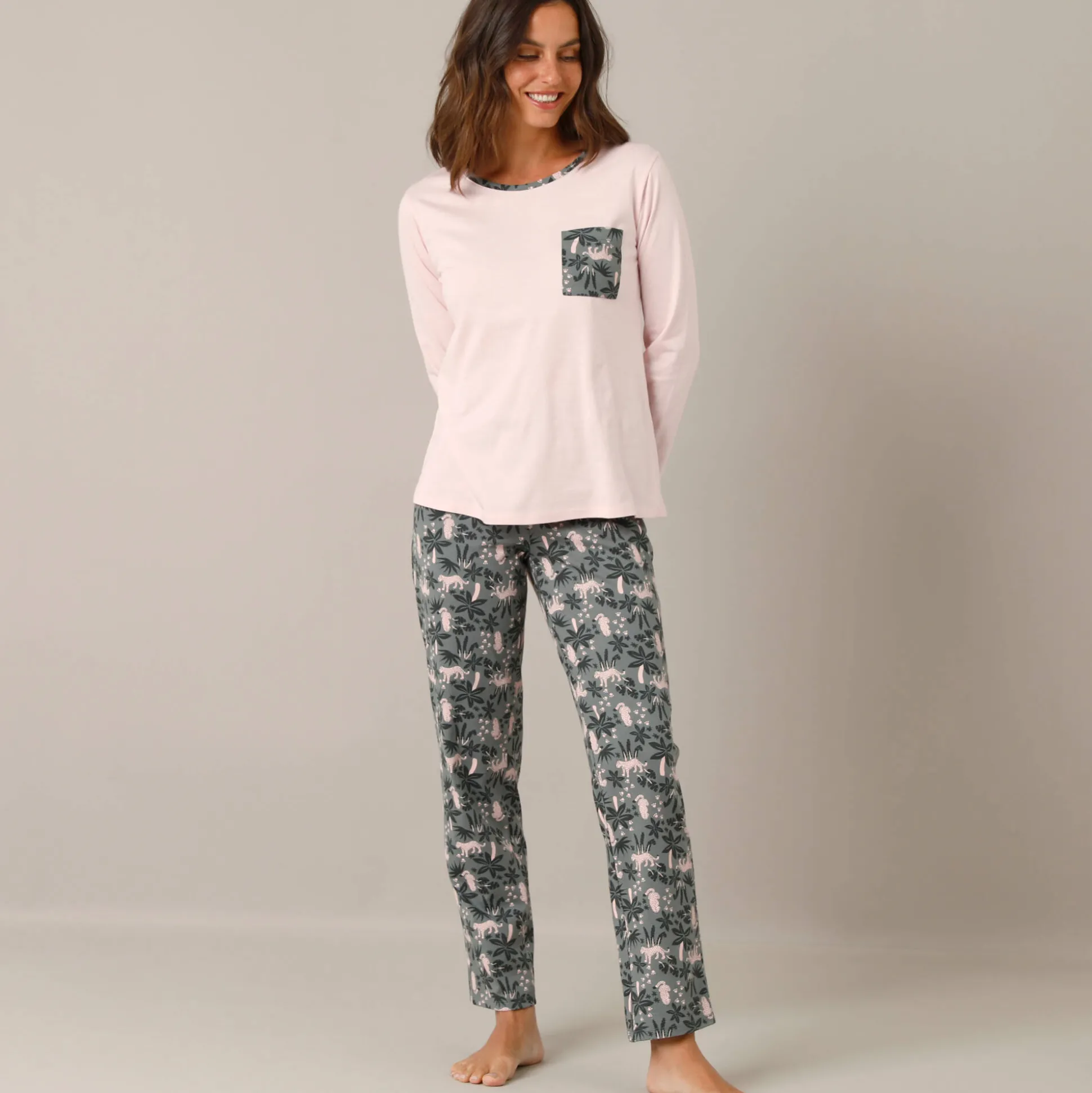Pyjama met jungleprint, katoenen jersey