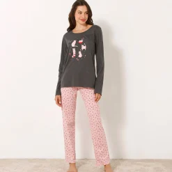 Pyjama met 'kat' print