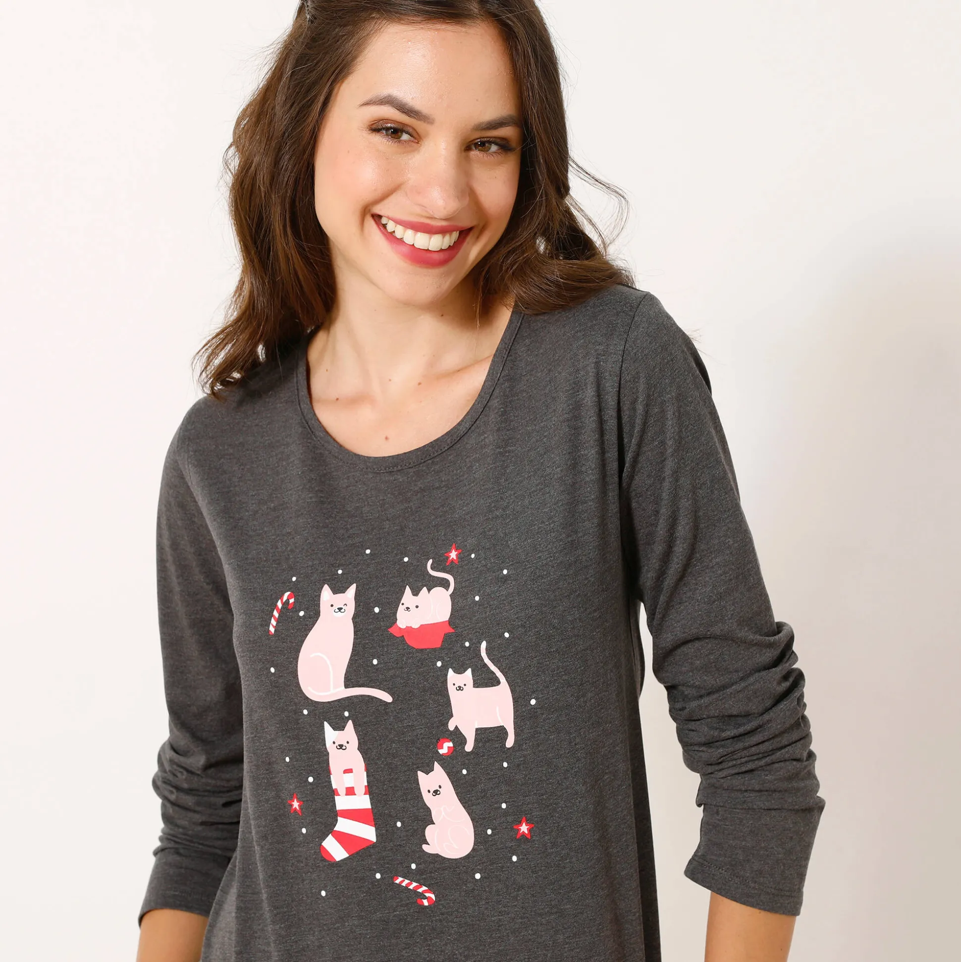 Pyjama met 'kat' print