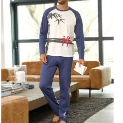 Pyjama met lange mouwen en bamboemotief