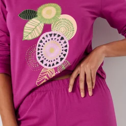 Pyjama met lange mouwen en rozettenmotief