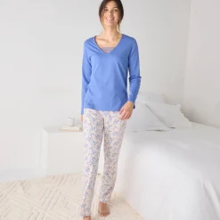 Pyjama met pasje in plumetis - vogelprint