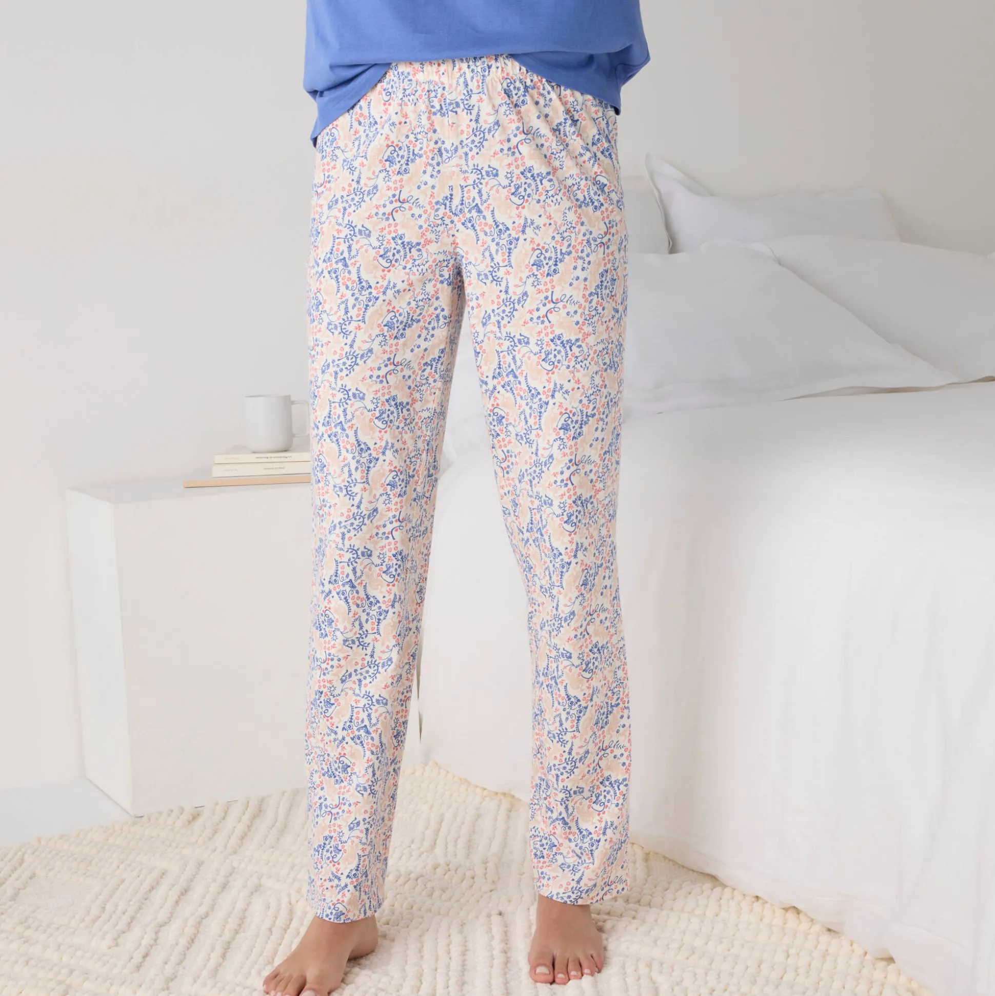 Pyjama met pasje in plumetis - vogelprint