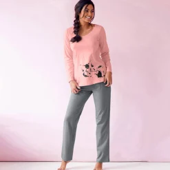 Pyjama met poesmotief - set van 2