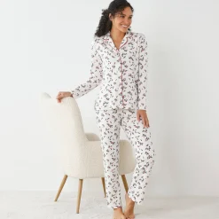 Pyjama met reverskraag en hulstprint