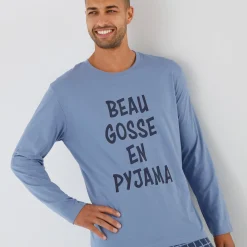 Pyjama met ronde hals en letterprint