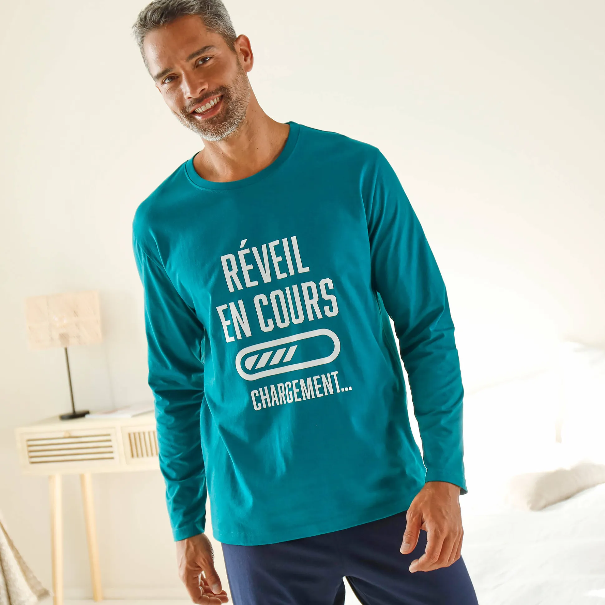 Pyjama met ronde hals en letterprint