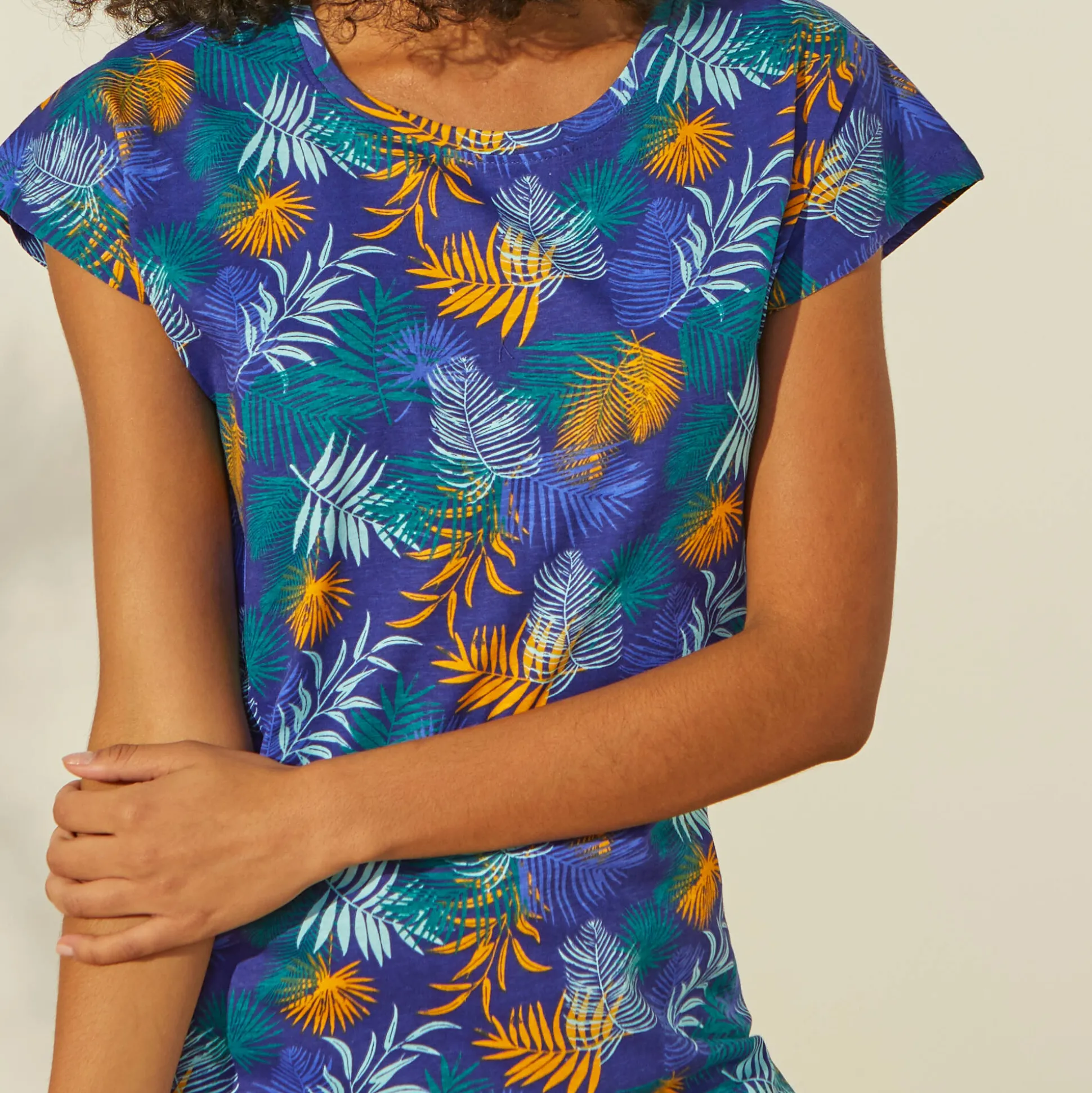 Pyjama T-shirt in katoen met korte mouwen - tropical print