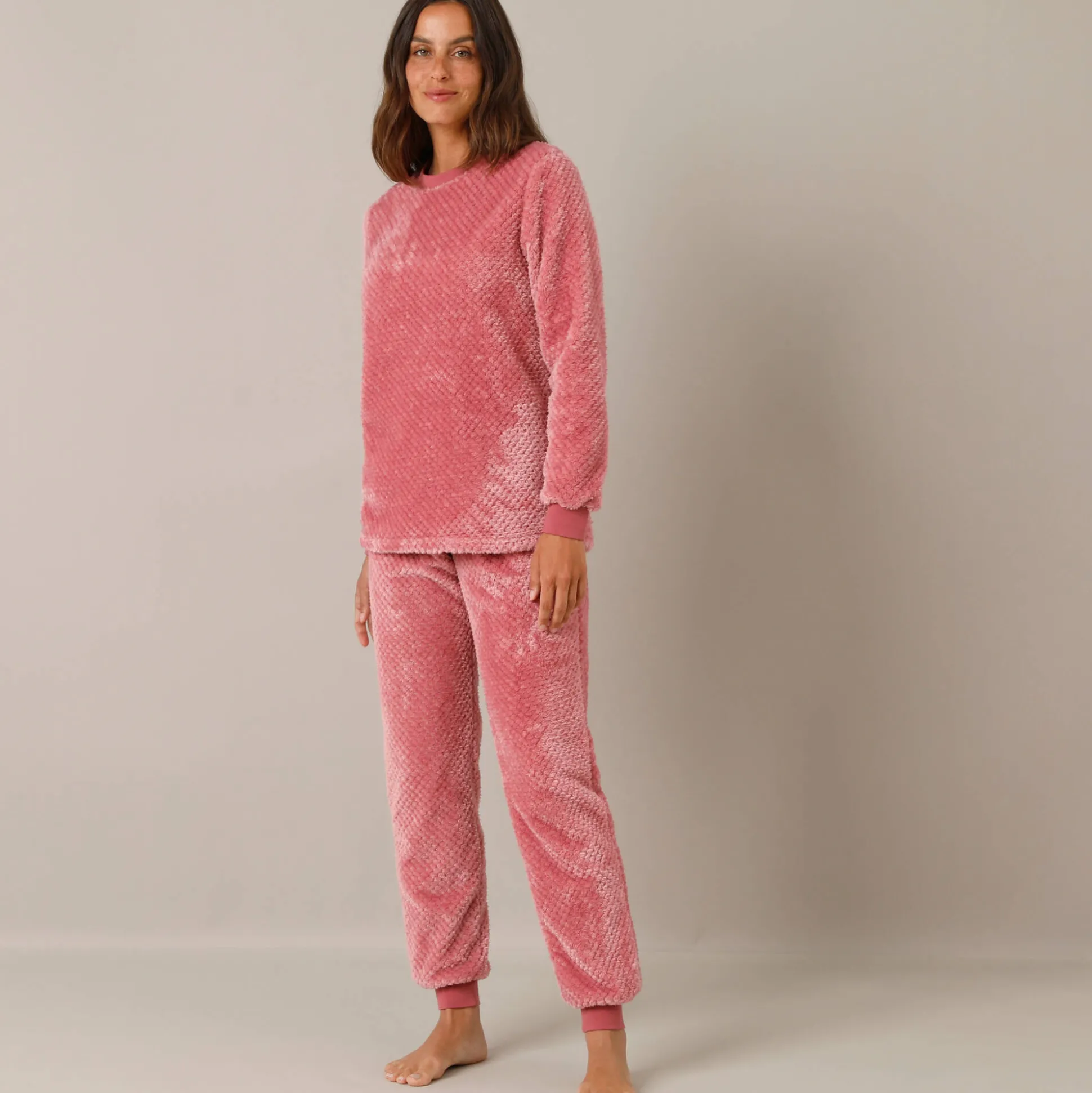 Pyjama van gestructureerd fleece