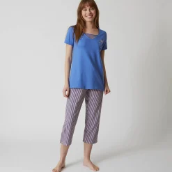 3/4-pyjamabroek in katoen met strepenprint