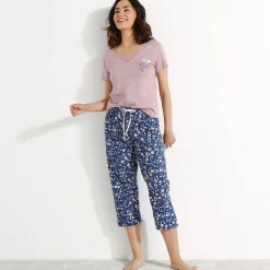 3/4-pyjamabroek in katoen met bloemenprint