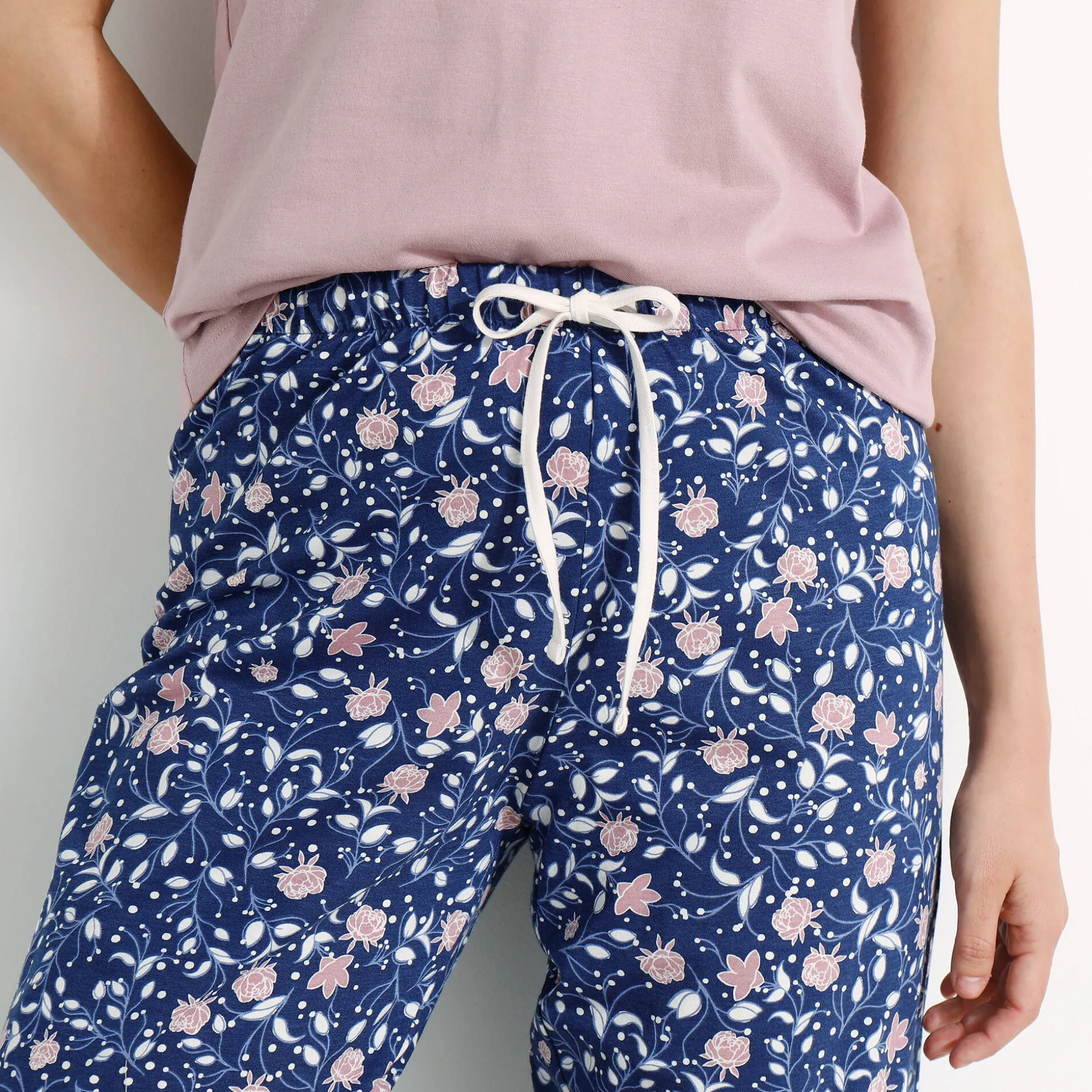 3/4-pyjamabroek in katoen met bloemenprint