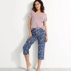3/4-pyjamabroek in katoen met bloemenprint