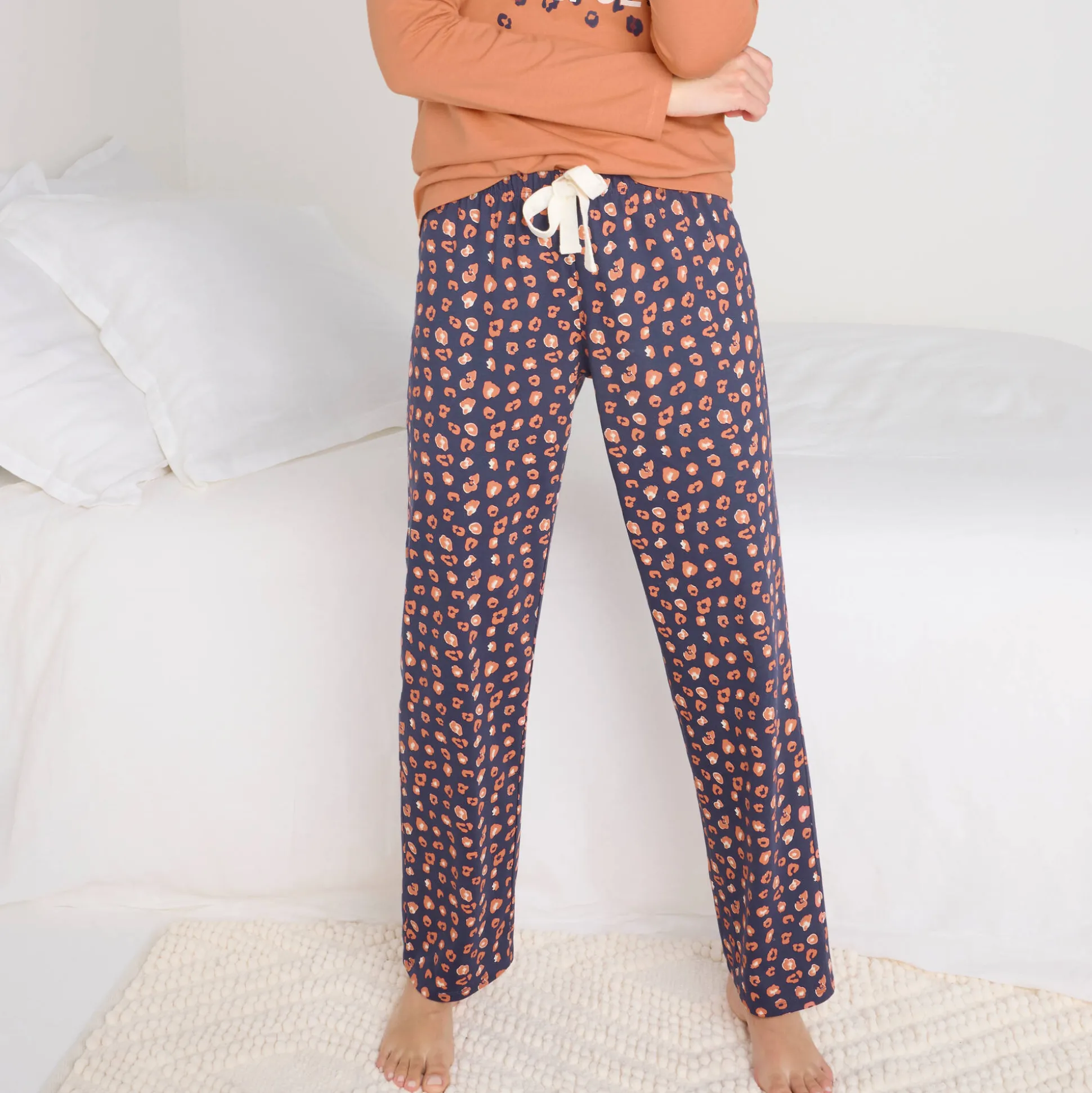 Pyjamabroek in katoen met print "Beautiful"