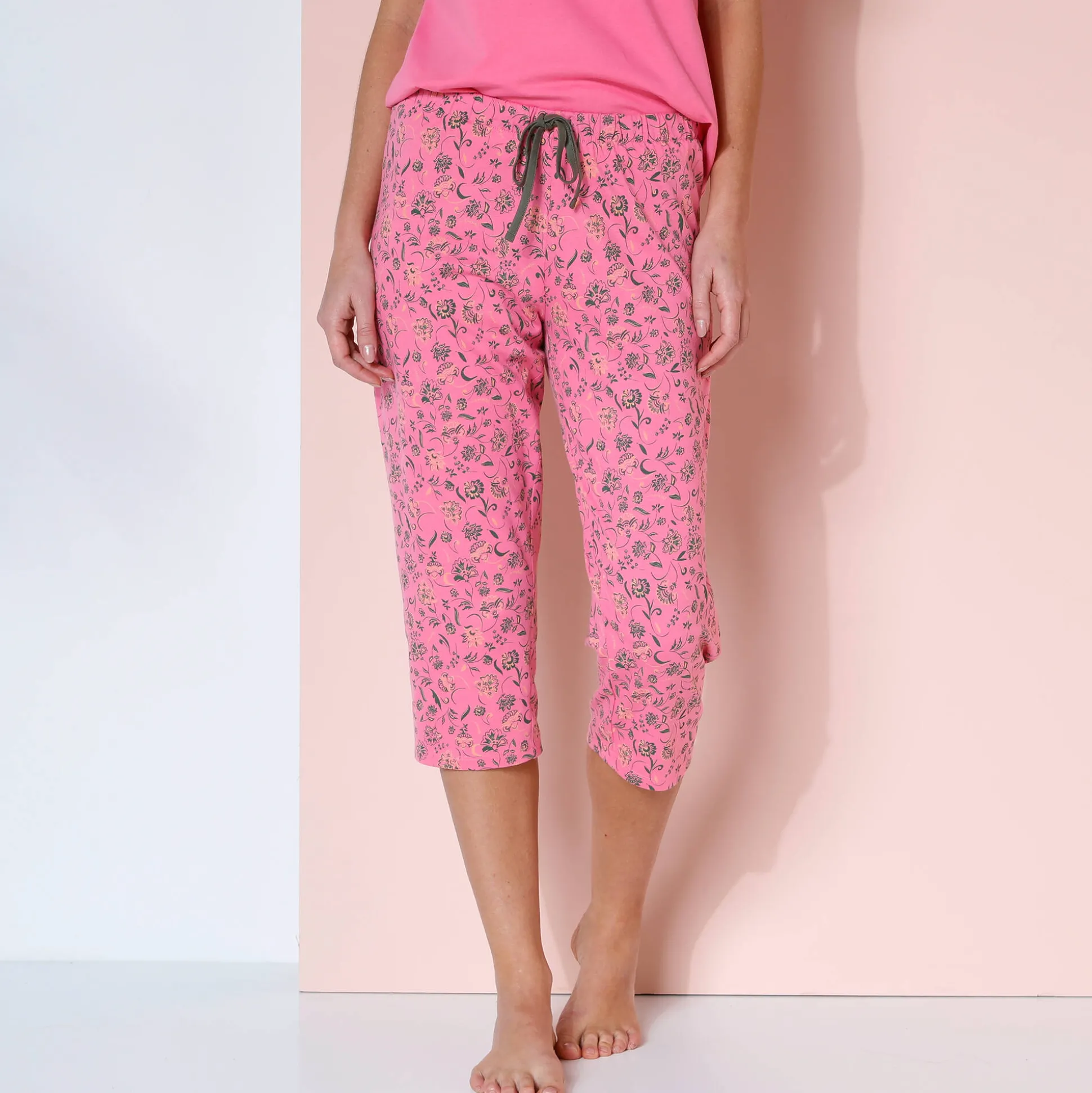 3/4-pyjamabroek met bloemenprint "Bohème"