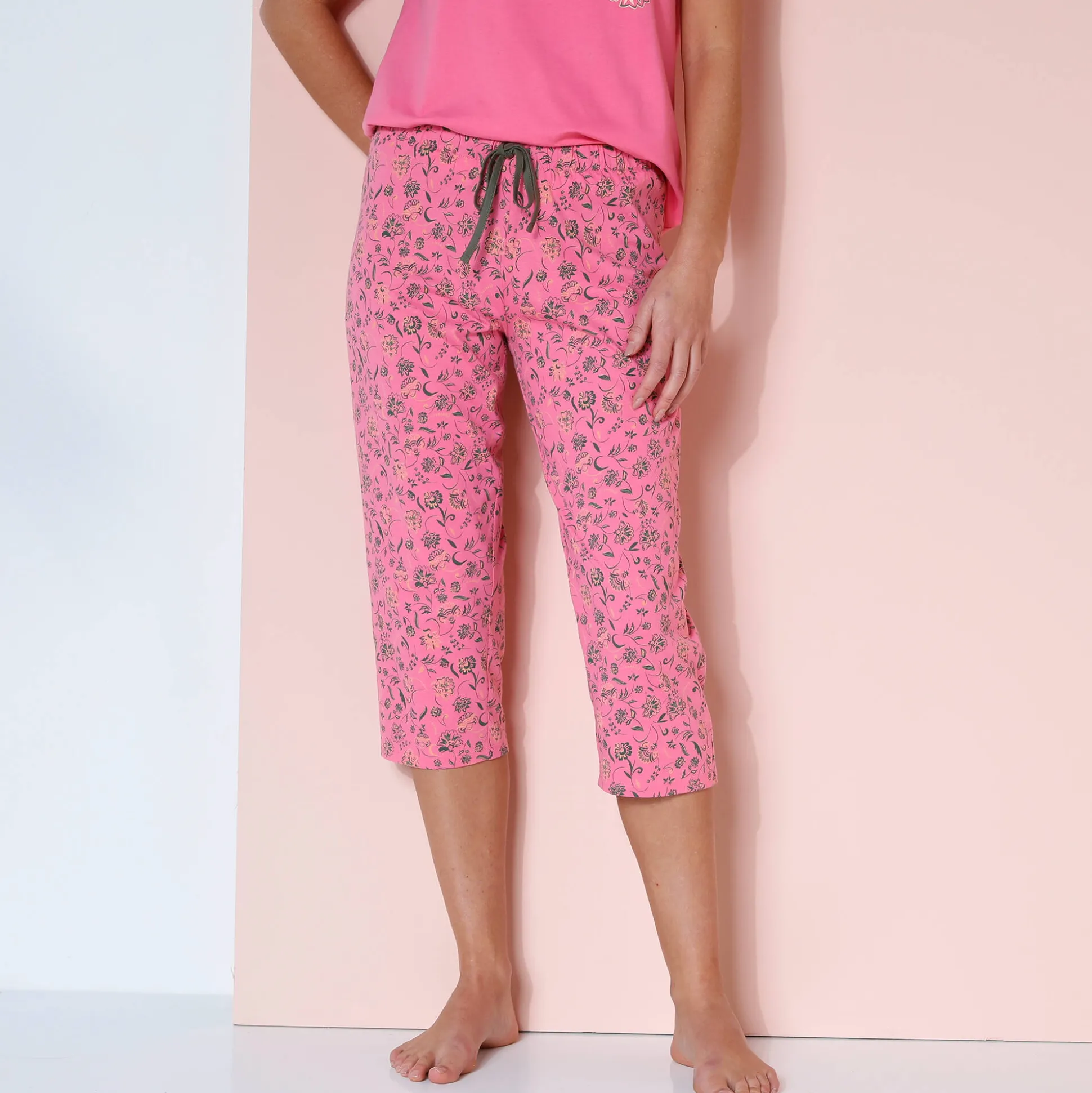 3/4-pyjamabroek met bloemenprint "Bohème"