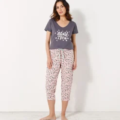 3/4-pyjamabroek met print "Beautiful"